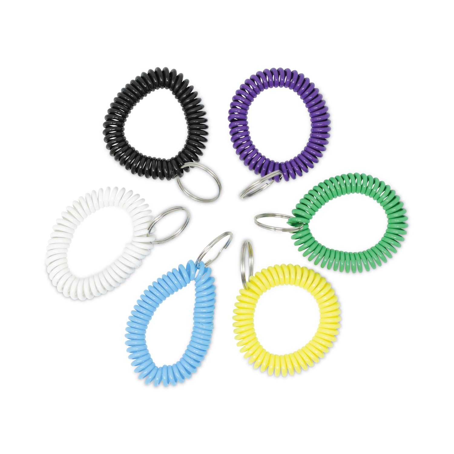 wrist-coil-plus-key-ring-plastic-assorted-colors-6-pack_unv56051 - 1