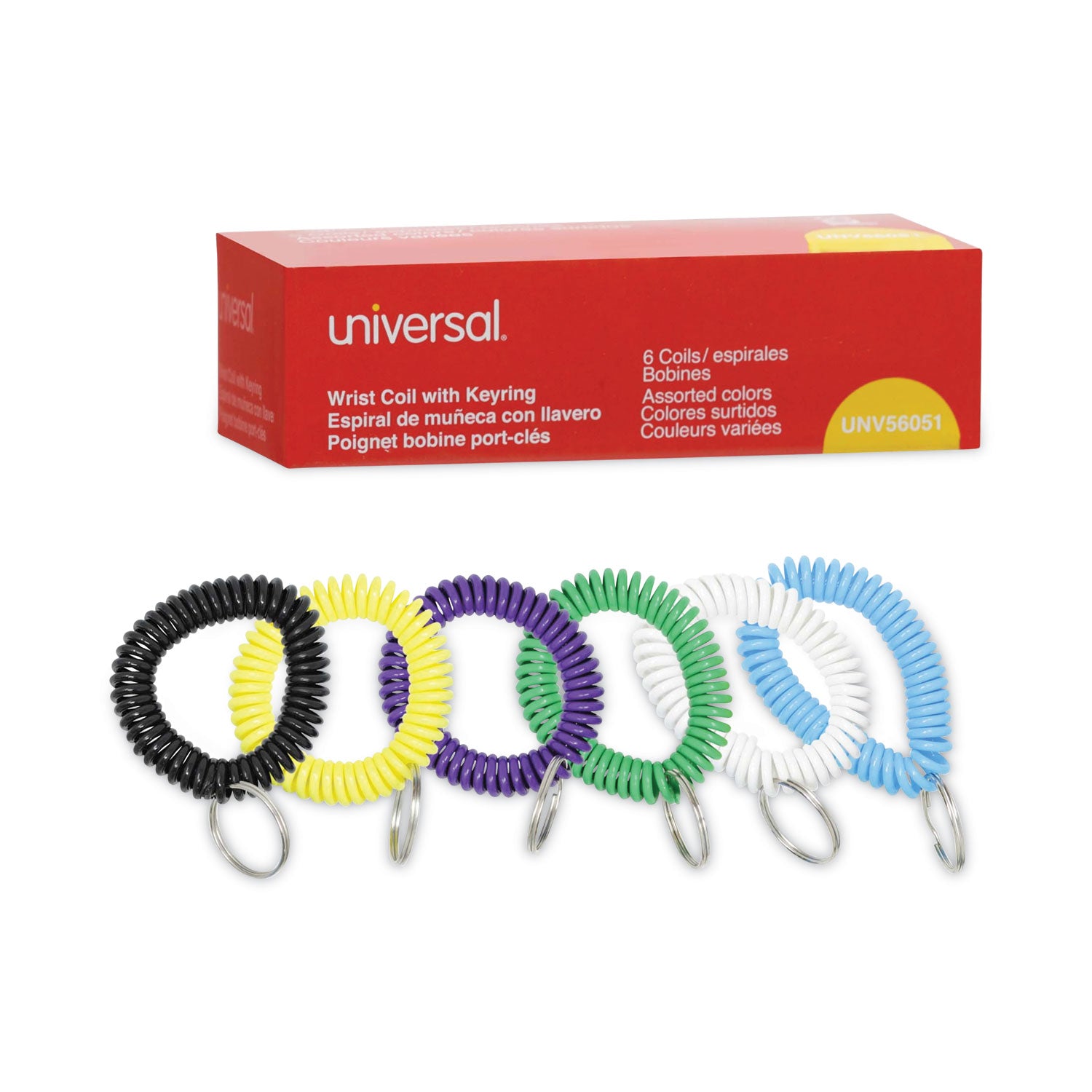 wrist-coil-plus-key-ring-plastic-assorted-colors-6-pack_unv56051 - 2
