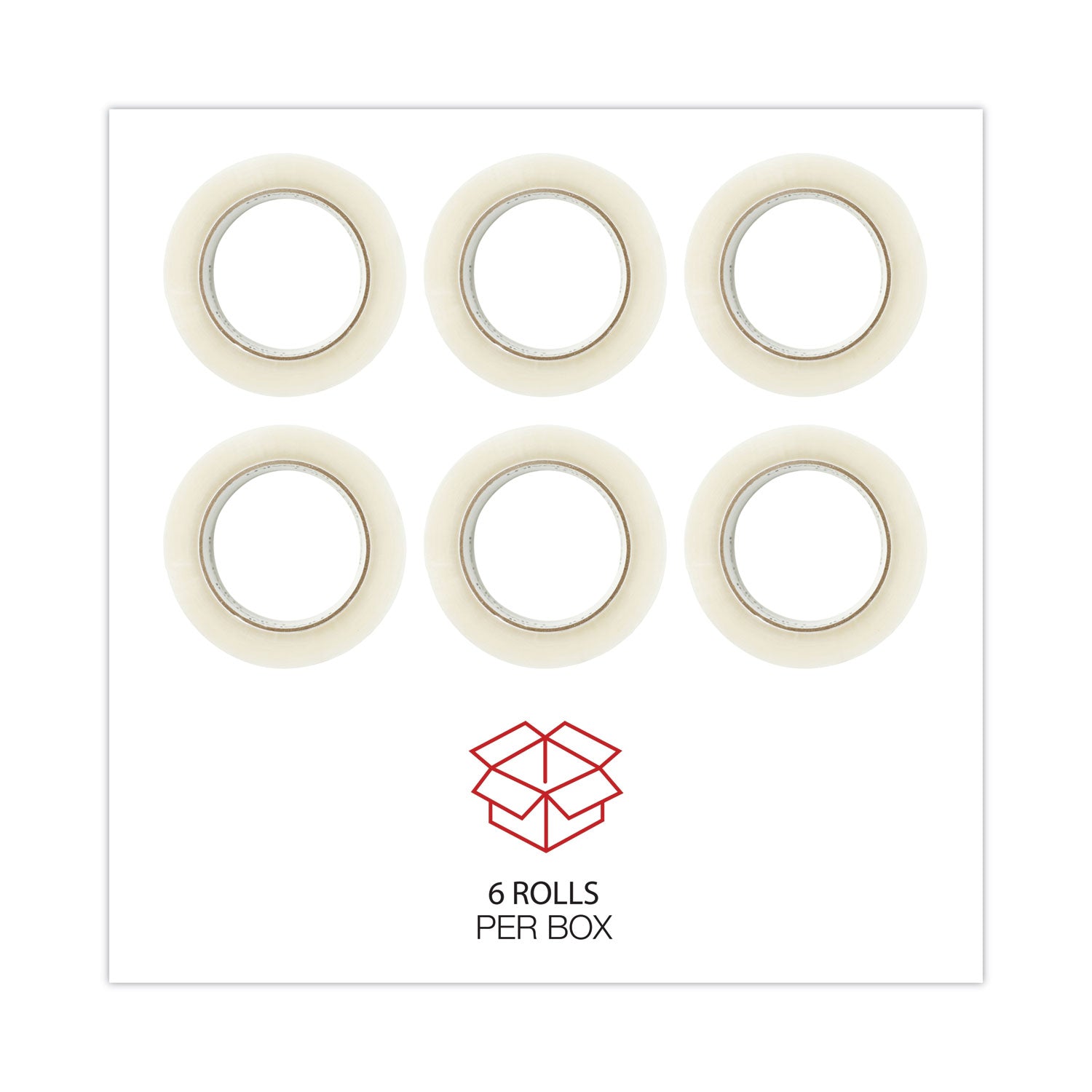 General-Purpose Box Sealing Tape, 3" Core, 1.88" x 110 yds, Clear, 6/Pack - 