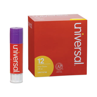 Glue Stick, 0.28 oz, Applies Purple, Dries Clear, 12/Pack - 