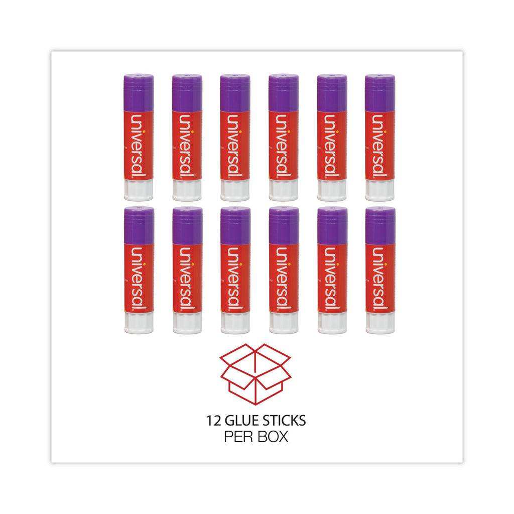 Glue Stick, 0.28 oz, Applies Purple, Dries Clear, 12/Pack - 