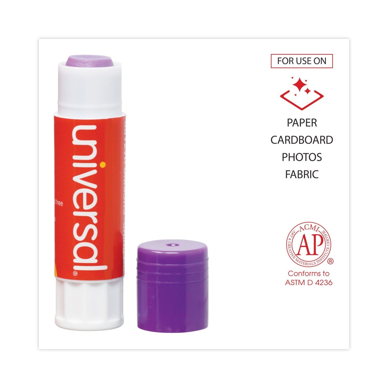 Glue Stick, 0.28 oz, Applies Purple, Dries Clear, 12/Pack - 