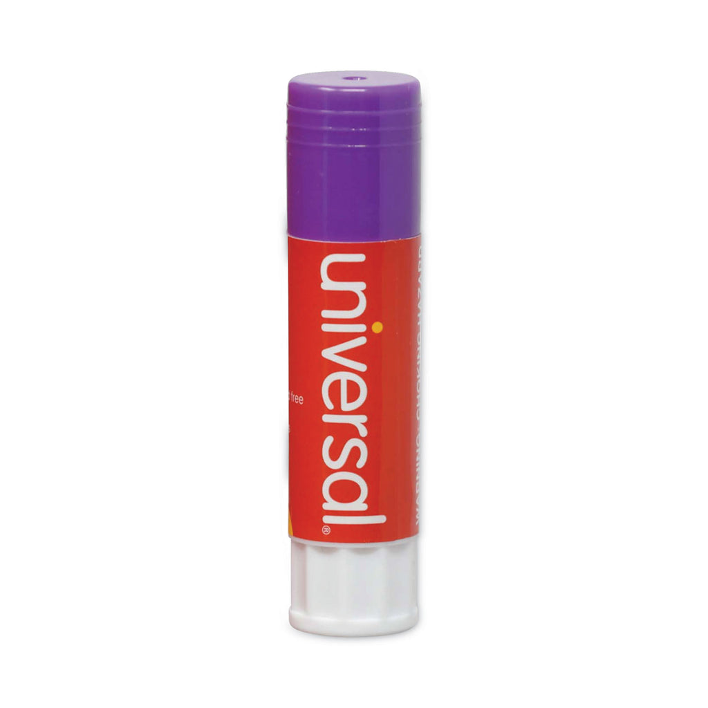 Glue Stick, 0.74 oz, Applies Purple, Dries Clear, 12/Pack - 