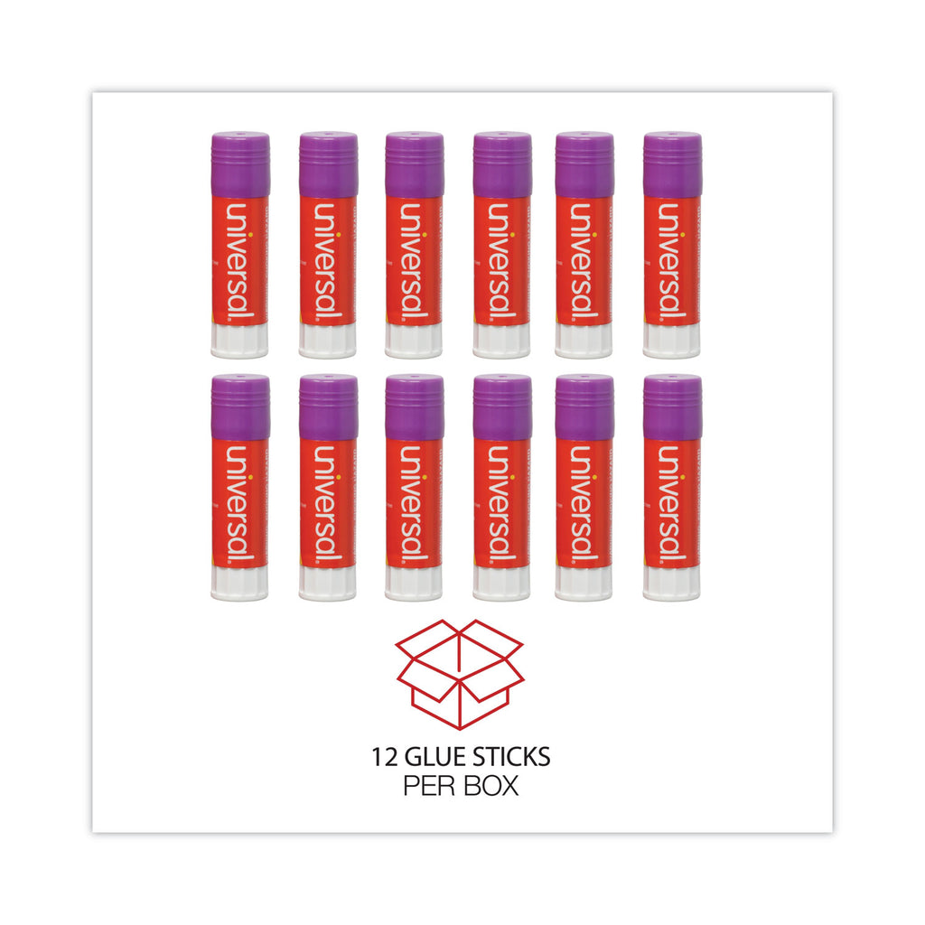 Glue Stick, 0.74 oz, Applies Purple, Dries Clear, 12/Pack - 