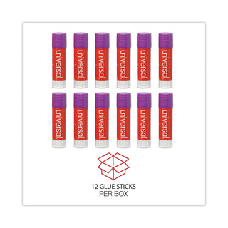 Glue Stick, 0.74 oz, Applies Purple, Dries Clear, 12/Pack - 