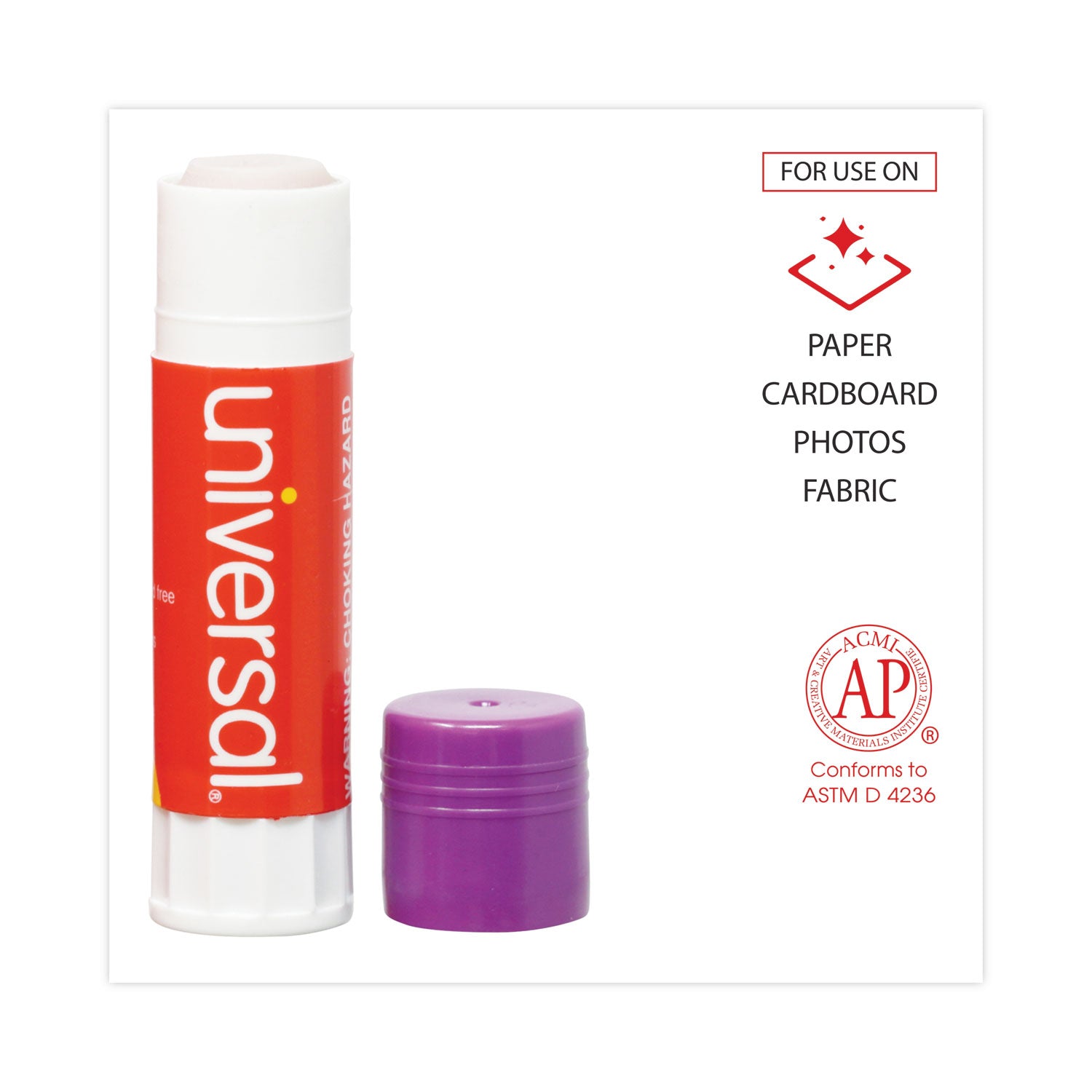 Glue Stick, 0.74 oz, Applies Purple, Dries Clear, 12/Pack - 