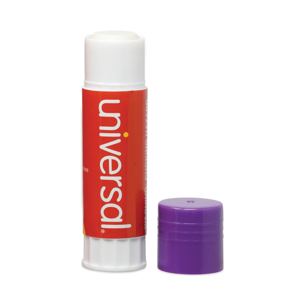 Glue Stick, 1.3 oz, Applies Purple, Dries Clear, 12/Pack - 