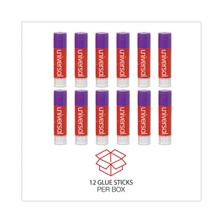 Glue Stick, 1.3 oz, Applies Purple, Dries Clear, 12/Pack - 
