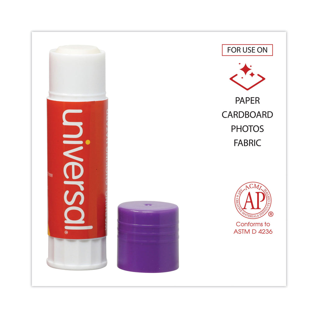 Glue Stick, 1.3 oz, Applies Purple, Dries Clear, 12/Pack - 