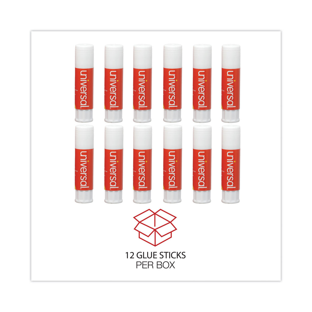 Glue Stick, 0.28 oz, Applies and Dries Clear, 12/Pack - 