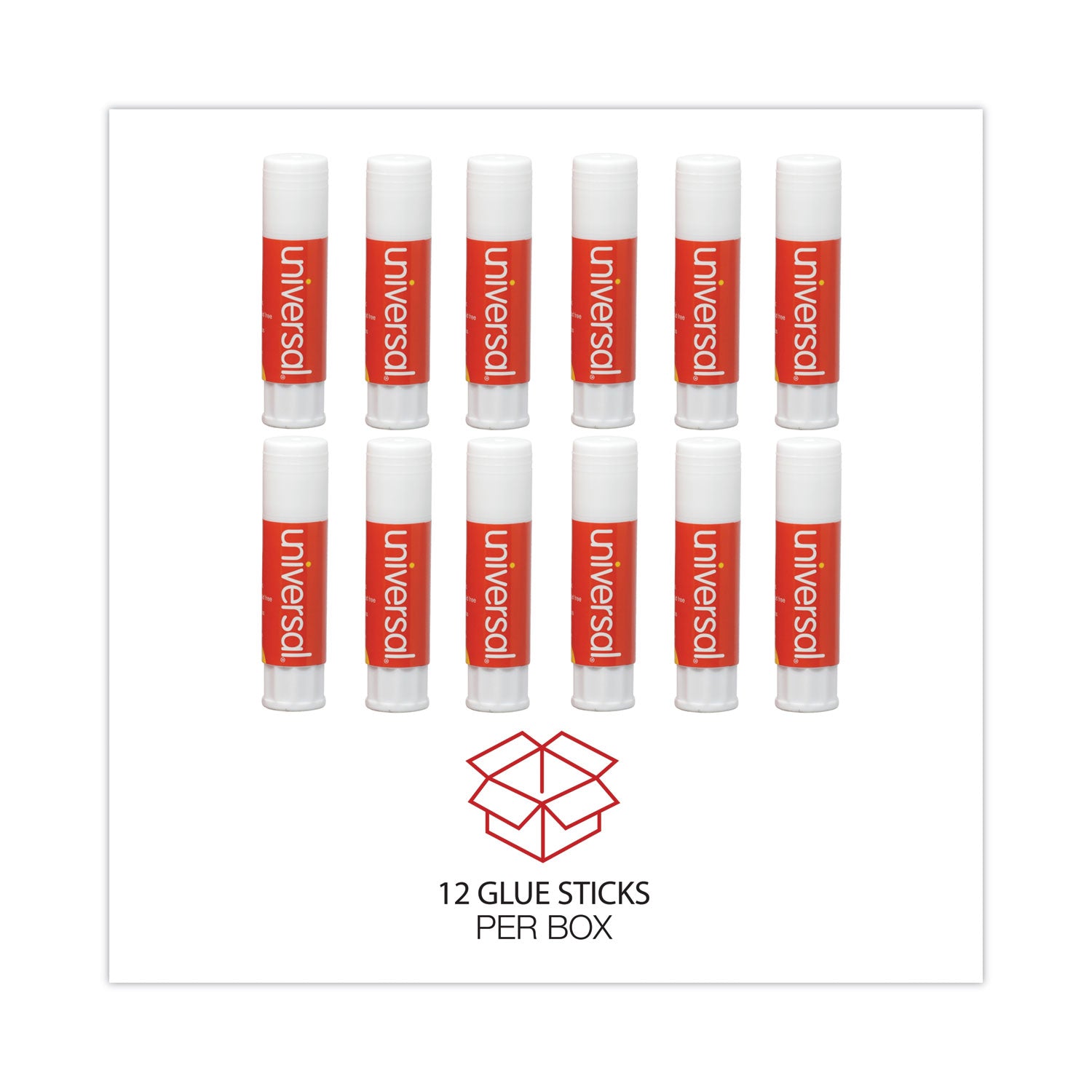 Glue Stick, 0.28 oz, Applies and Dries Clear, 12/Pack - 