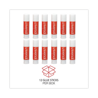 Glue Stick, 0.28 oz, Applies and Dries Clear, 12/Pack - 
