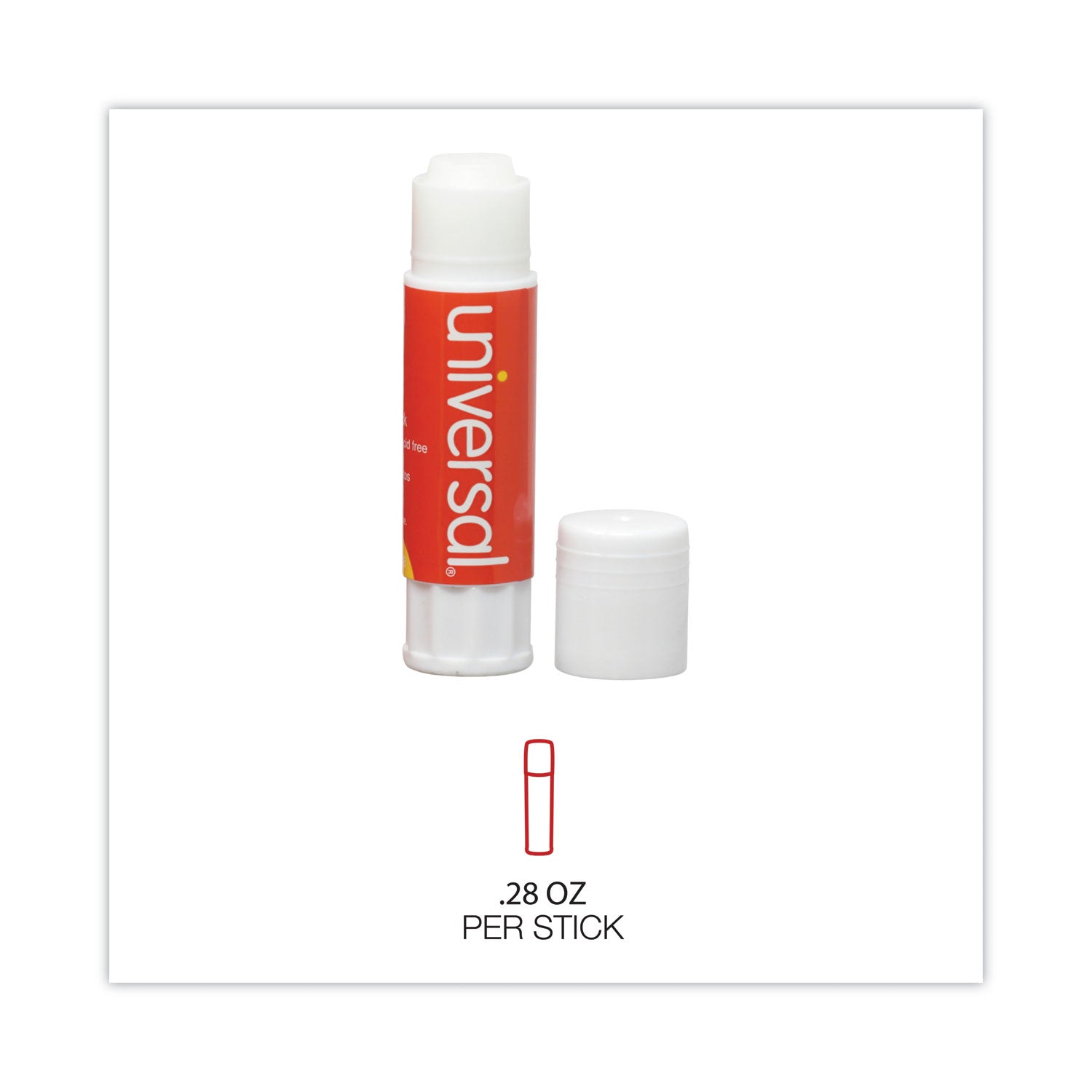 Glue Stick, 0.28 oz, Applies and Dries Clear, 12/Pack - 