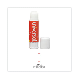 Glue Stick, 0.28 oz, Applies and Dries Clear, 12/Pack - 