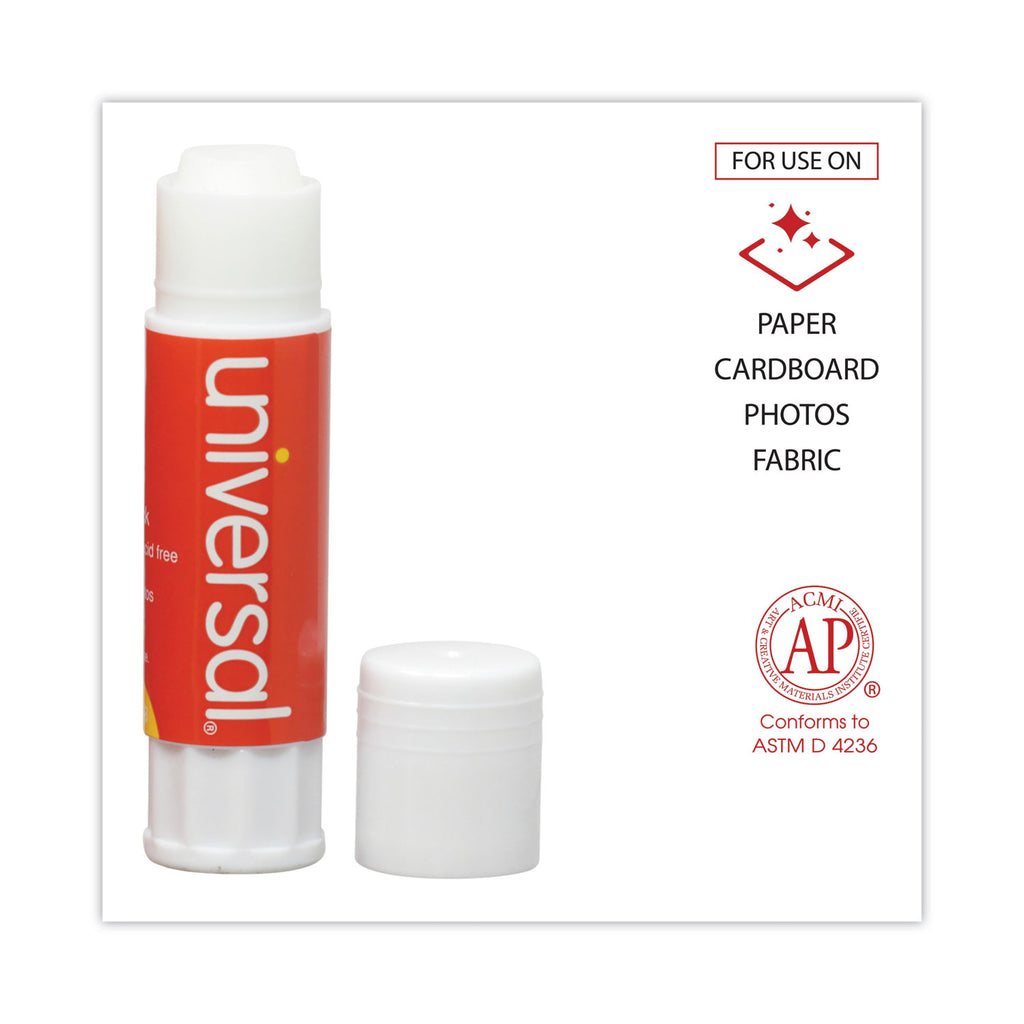 Glue Stick, 0.28 oz, Applies and Dries Clear, 12/Pack - 