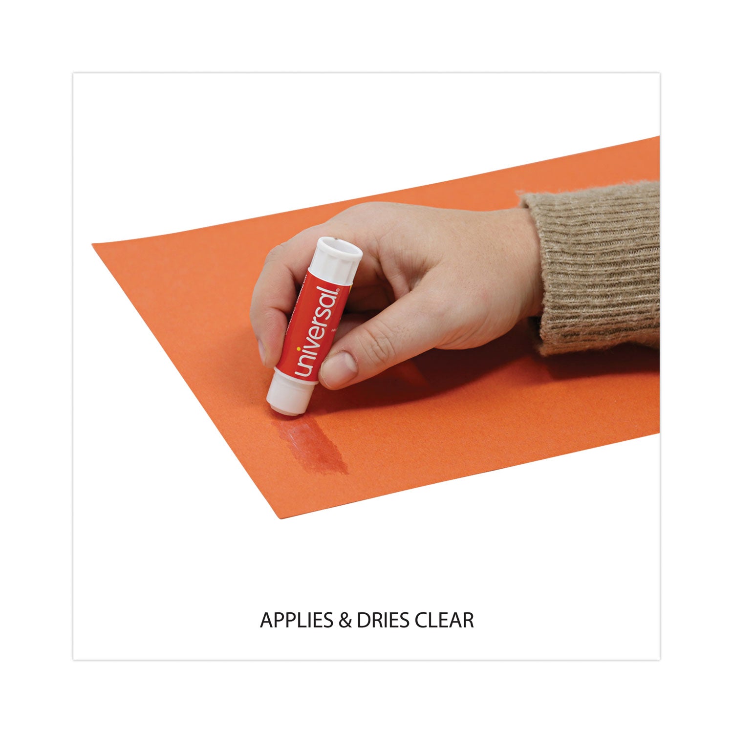 Glue Stick, 0.28 oz, Applies and Dries Clear, 12/Pack - 