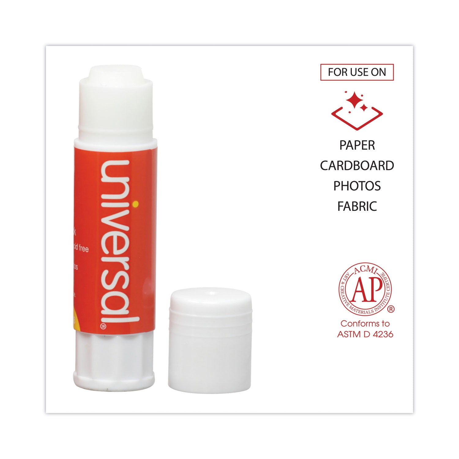 Glue Stick, 0.74 oz, Applies and Dries Clear, 12/Pack - 