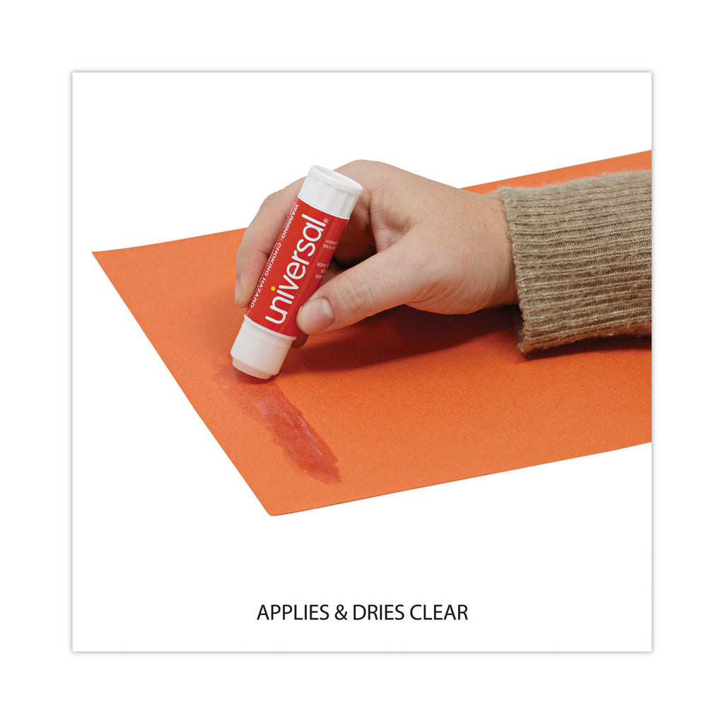 Glue Stick, 0.74 oz, Applies and Dries Clear, 12/Pack - 