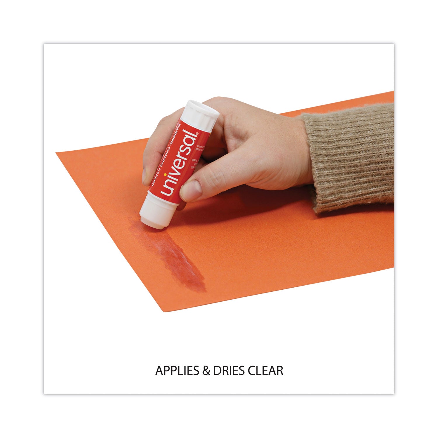 Glue Stick, 0.74 oz, Applies and Dries Clear, 12/Pack - 