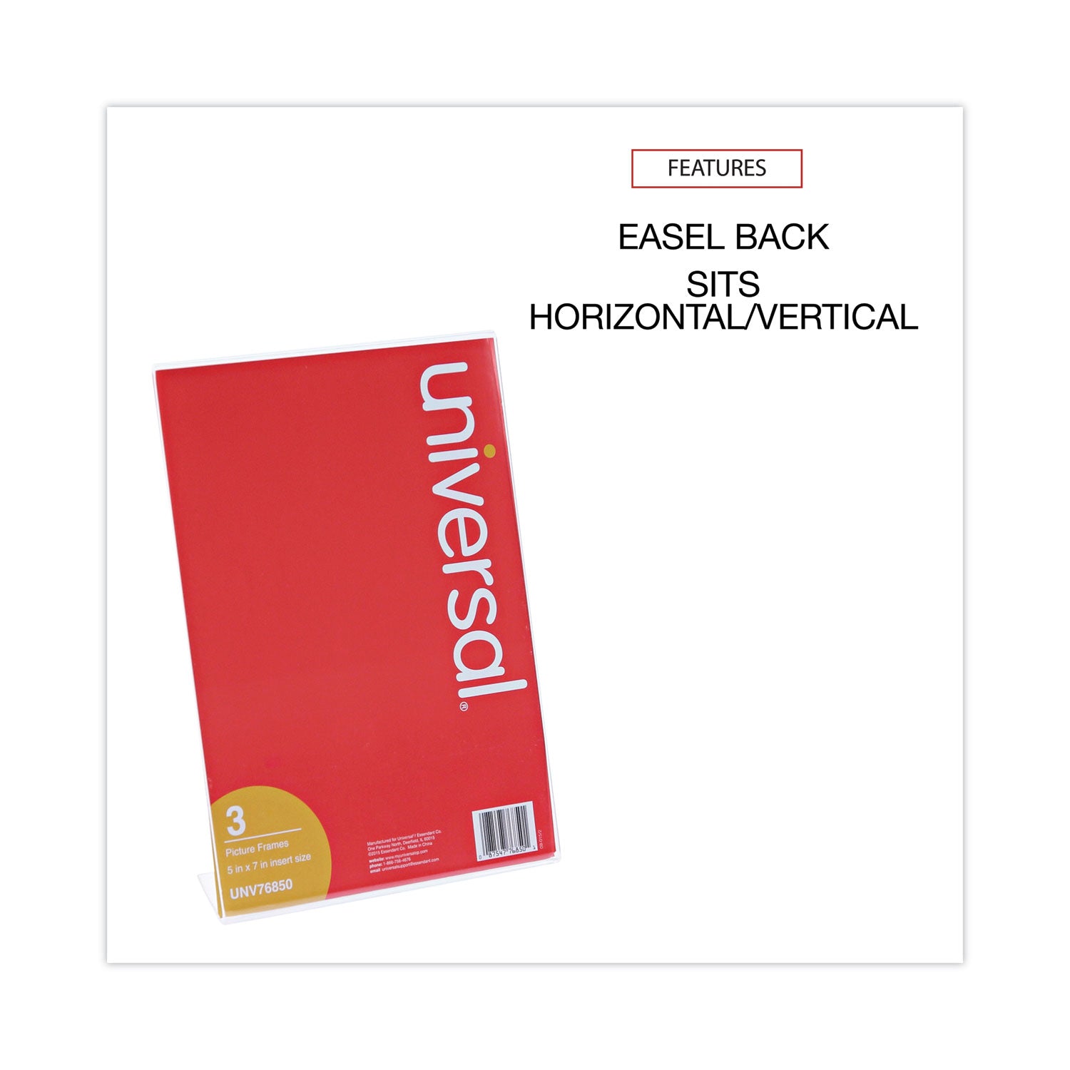 Clear L-Style Freestanding Frame, 5 x 7 Insert, 3/Pack - 