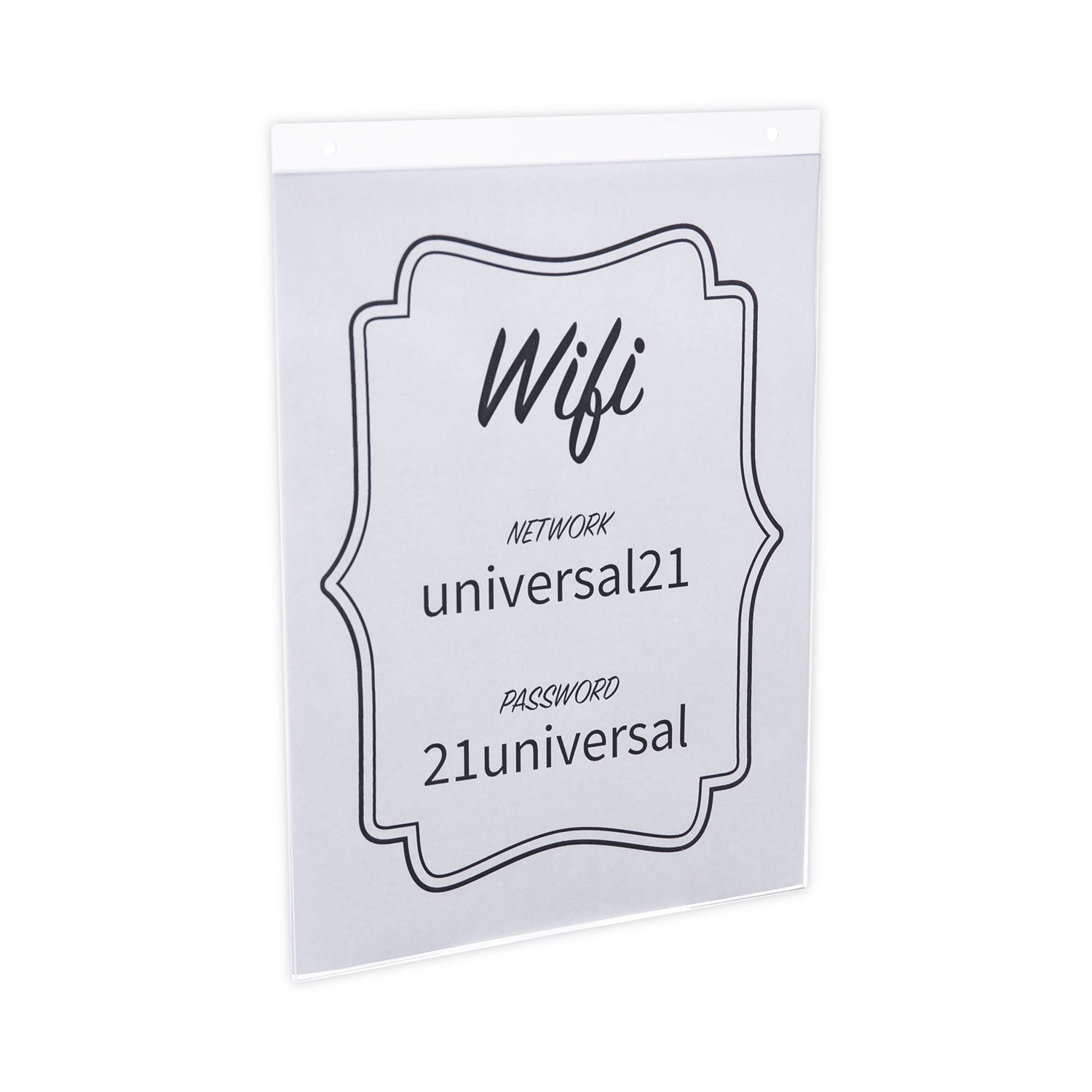 Wall Mount Sign Holder, 8.5 x 11, Vertical, Clear