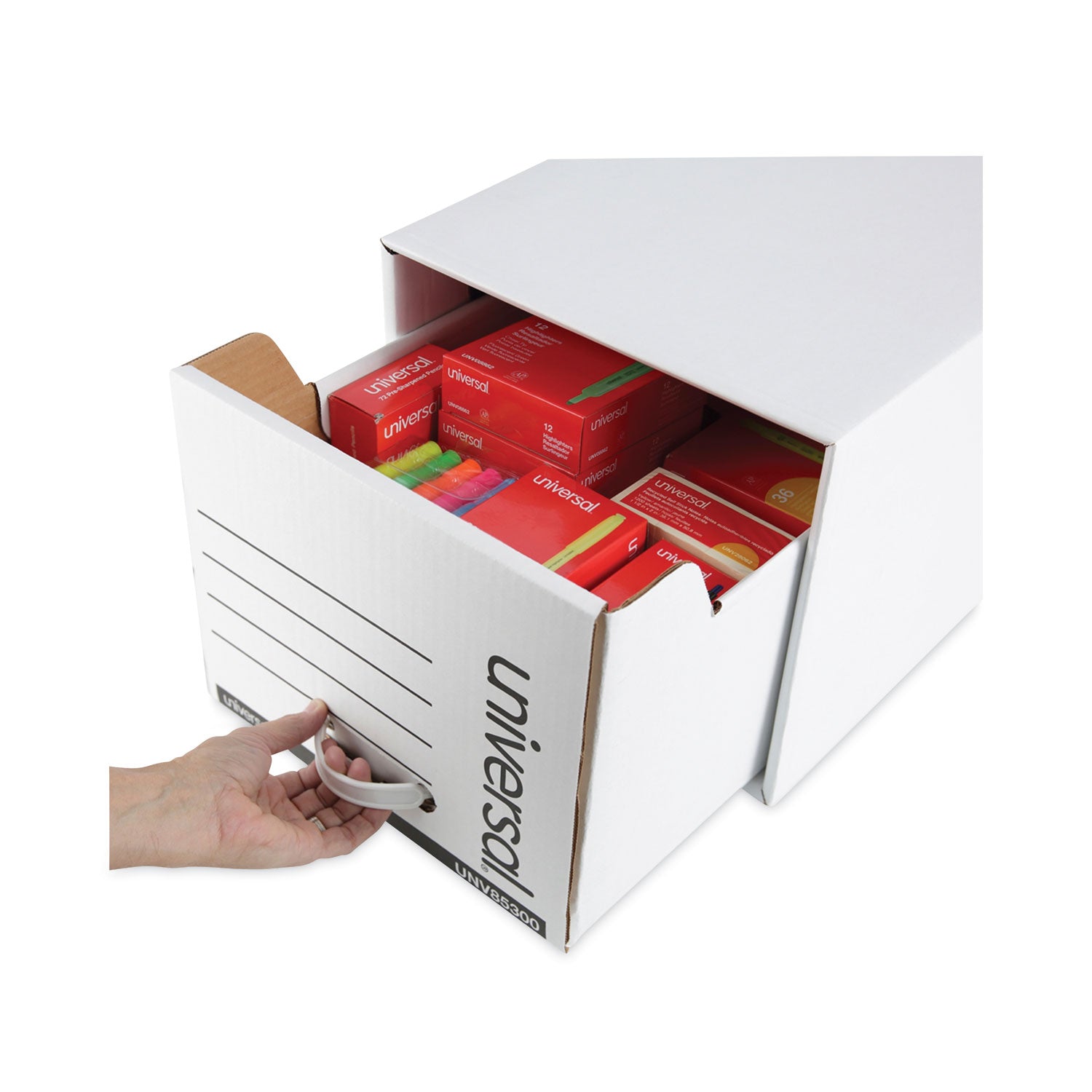 Heavy-Duty Storage Drawers, Letter Files, 14" x 25.5" x 11.5", White, 6/Carton - 