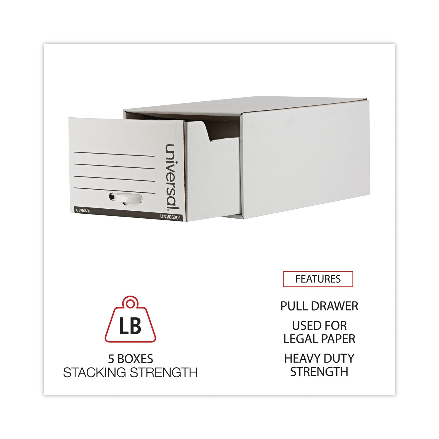 Heavy-Duty Storage Drawers, Legal Files, 17.25" x 25.5" x 11.5", White, 6/Carton - 