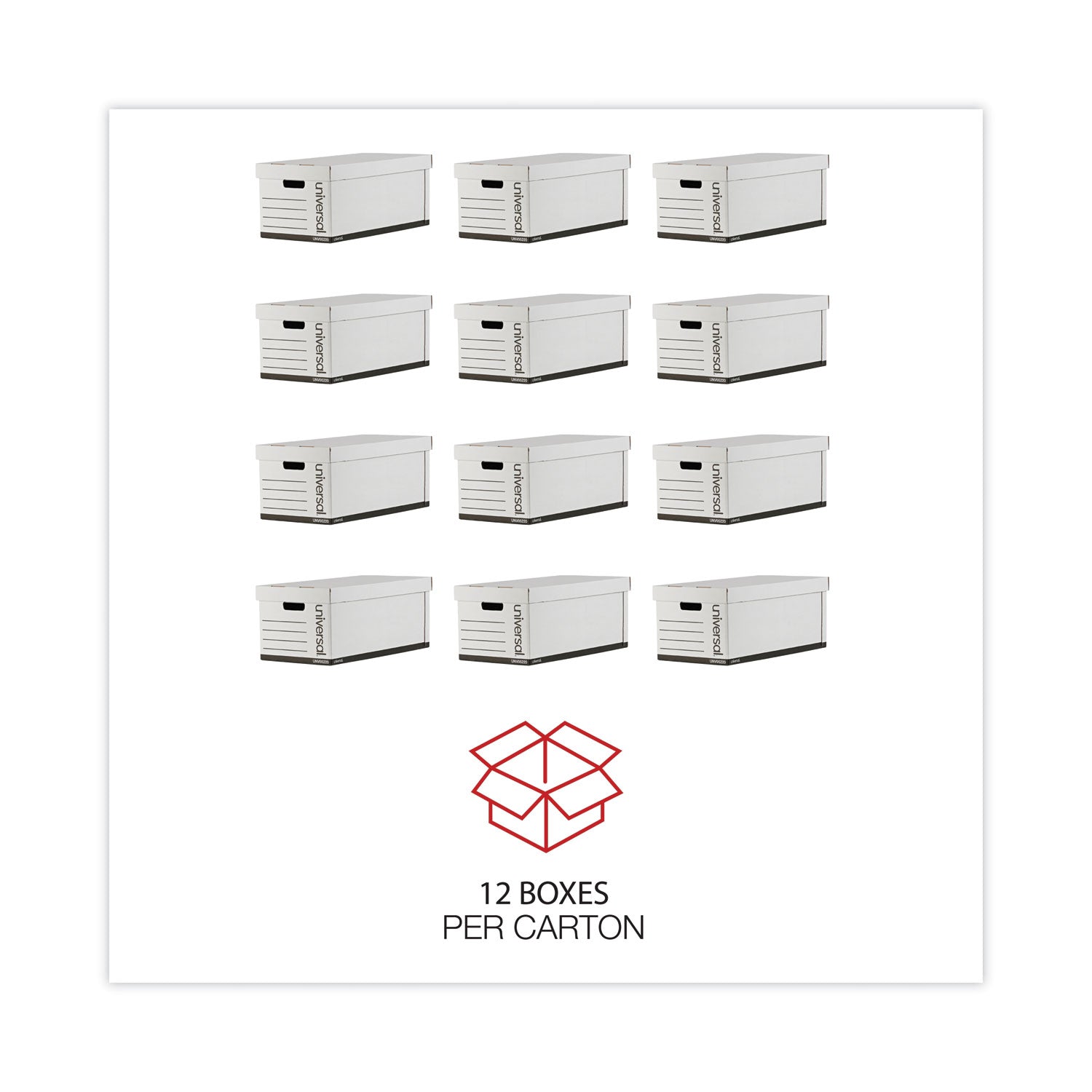 Medium-Duty Easy Assembly Storage Box, Letter Files, White, 12/Carton - 