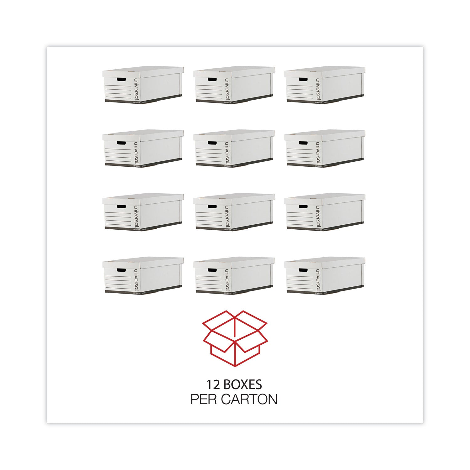 Medium-Duty Easy Assembly Storage Box, Legal Files, White, 12/Carton - 