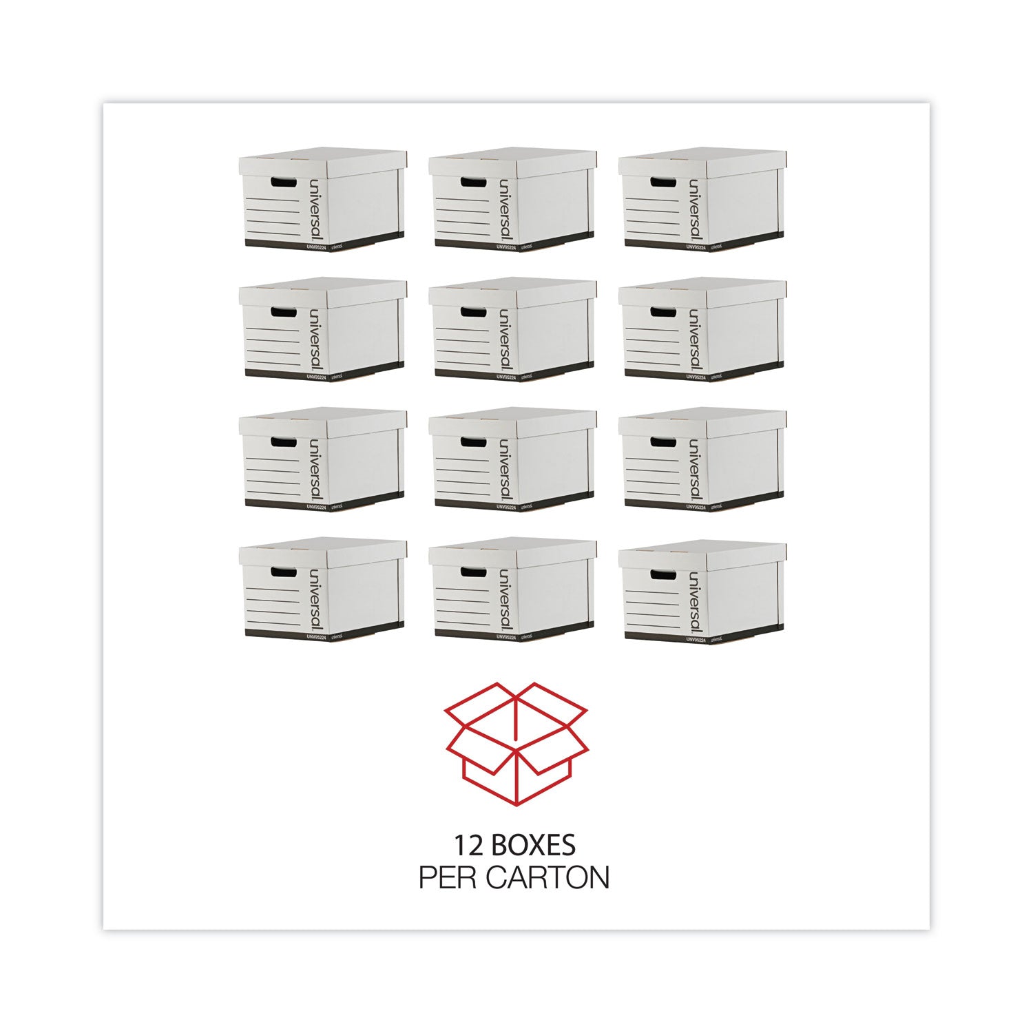 Heavy-Duty Fast Assembly Lift-Off Lid Storage Box, Letter/Legal Files, White, 12/Carton - 