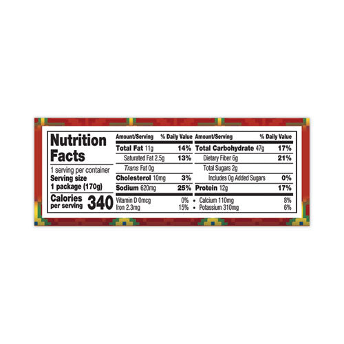 Cheddar Cheese, Bean and Rice Burrito, 6 oz Pouch, 4/Carton, Ships in 1-3 Business Days