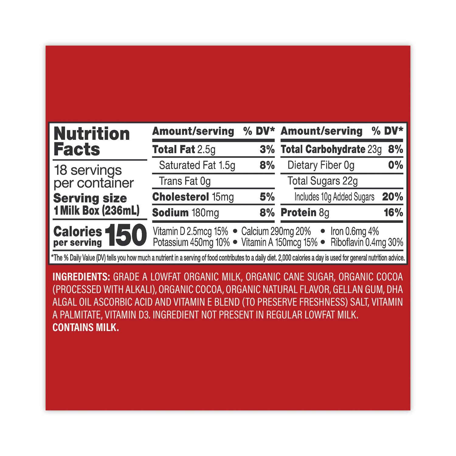 Low Fat Milk, Chocolate, 8 oz, 18/Carton, Ships in 1-3 Business Days