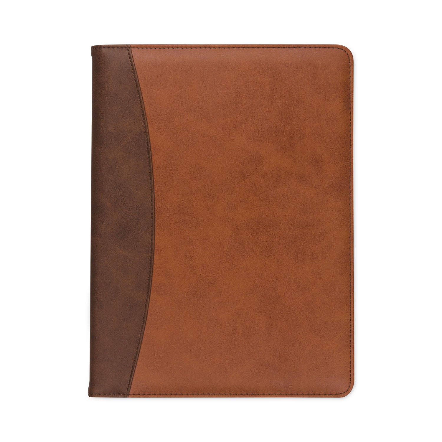 two-tone-padfolio-with-spine-accent-106w-x-1425h-polyurethane-tan-brown_sam71656 - 1