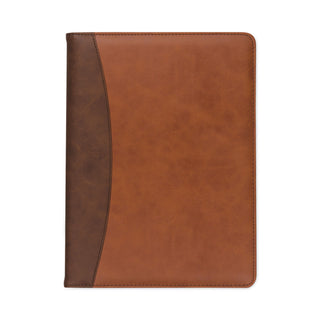 two-tone-padfolio-with-spine-accent-106w-x-1425h-polyurethane-tan-brown_sam71656 - 1