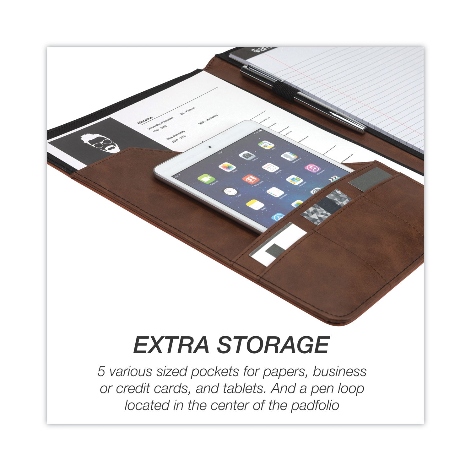 two-tone-padfolio-with-spine-accent-106w-x-1425h-polyurethane-tan-brown_sam71656 - 5