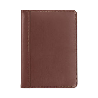 Contrast Stitch Leather Padfolio, 6.25w x 8.75h, Open Style, Brown