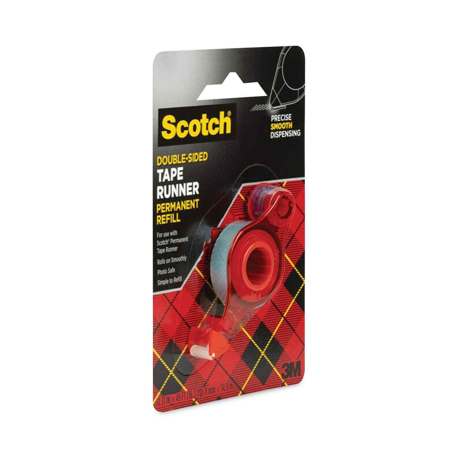 Refill for the Redesigned Scotch 6055 Tape Runner Dispenser, 0.31" x 49 ft, Dries Clear