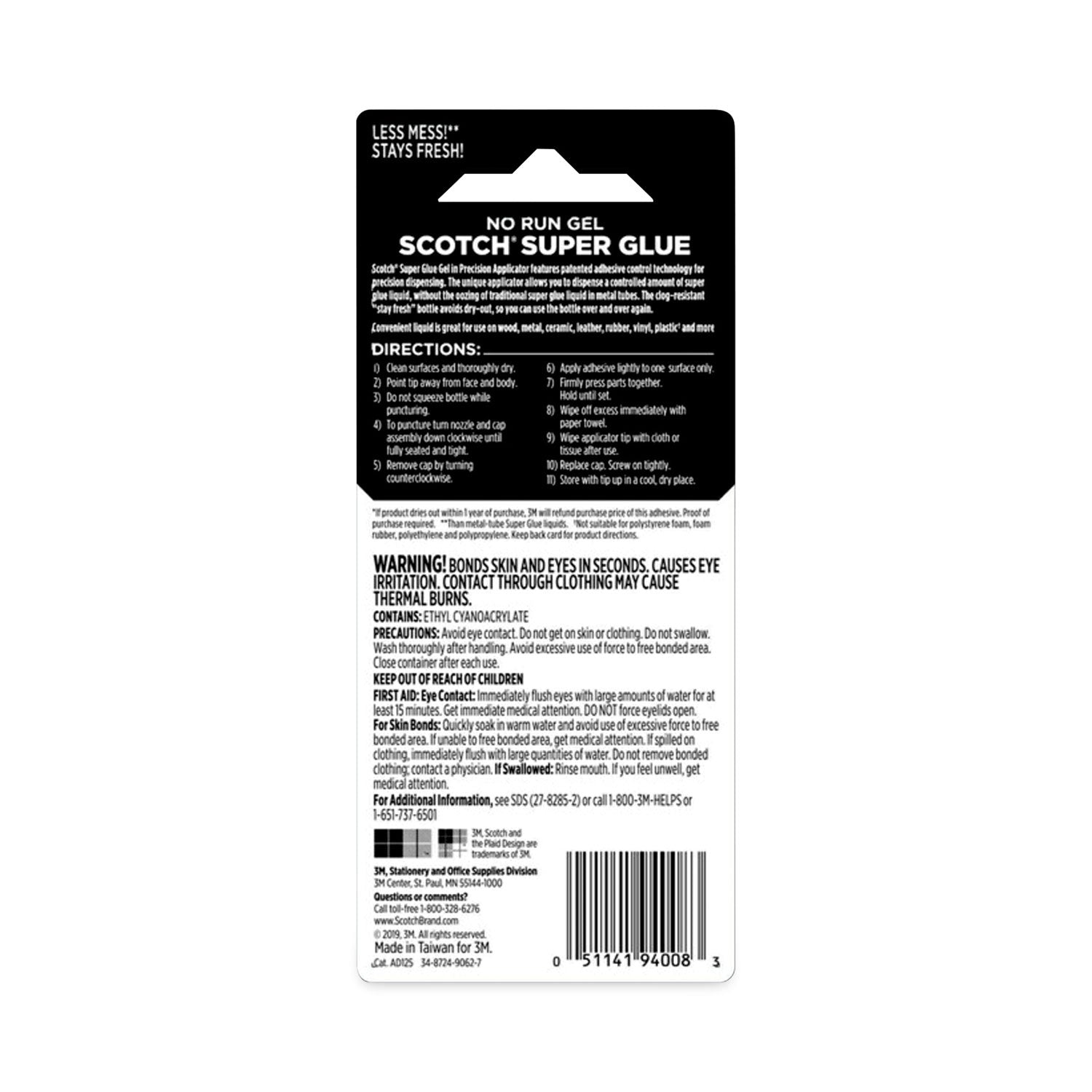 Super Glue No-Run Gel with Precision Applicator, 0.14 oz, Dries Clear - 