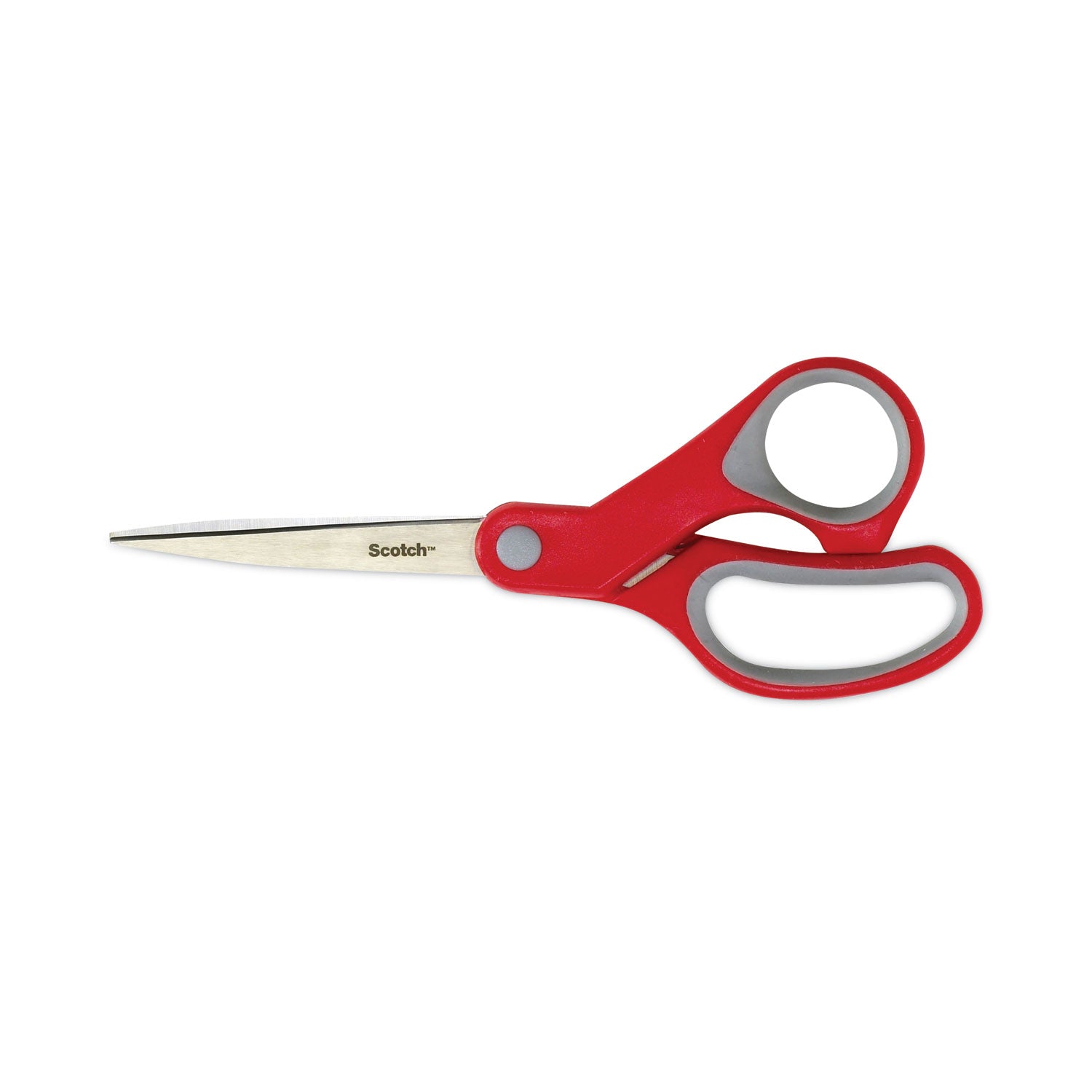 Multi-Purpose Scissors, 8" Long, 3.38" Cut Length, Gray/Red Straight Handle - 