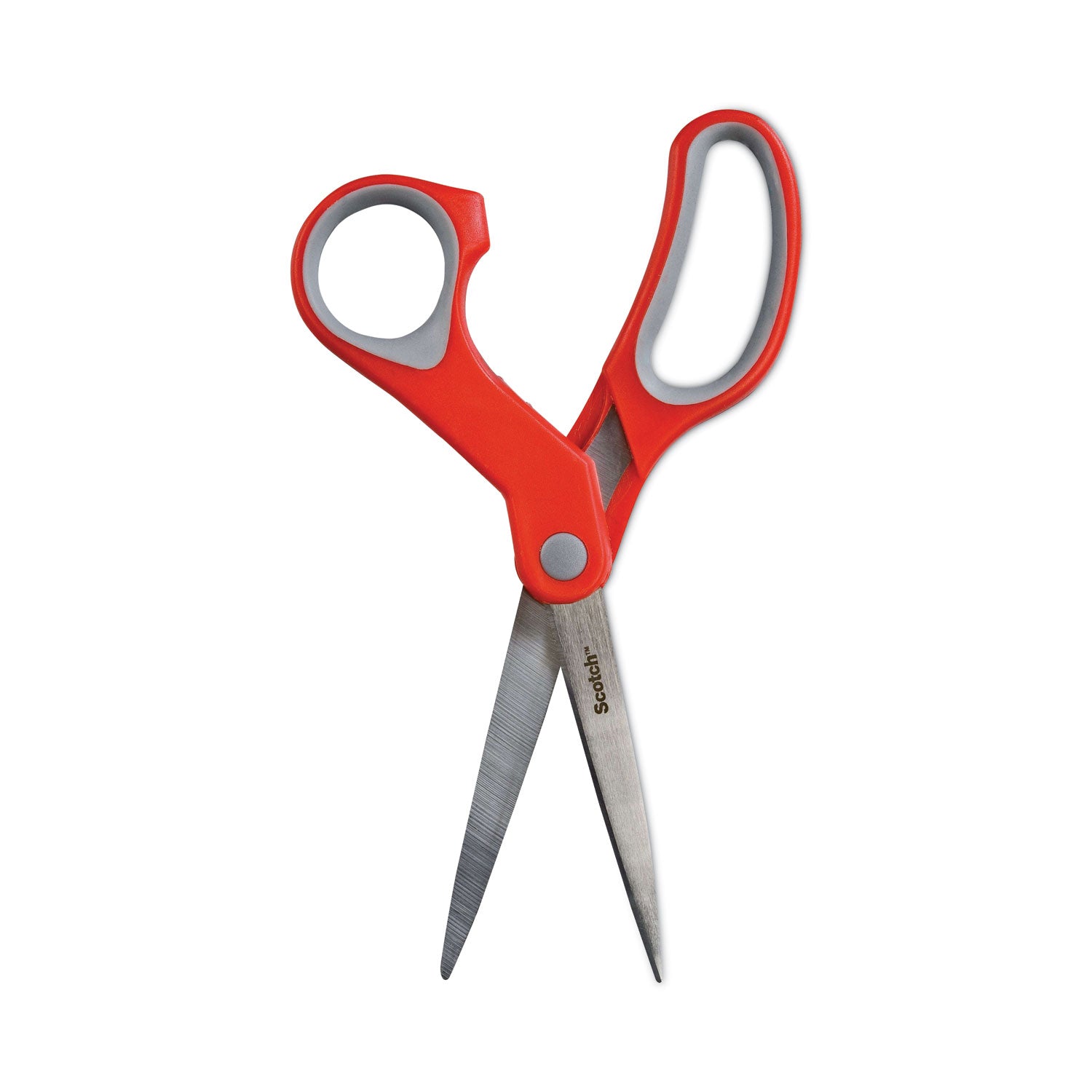 Multi-Purpose Scissors, 8" Long, 3.38" Cut Length, Gray/Red Straight Handle - 