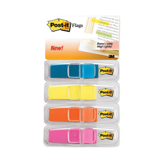 Highlighting Page Flags, 4 Bright Colors, 0.5 x 1.75, 35/Color, 4 Dispensers/Pack - 