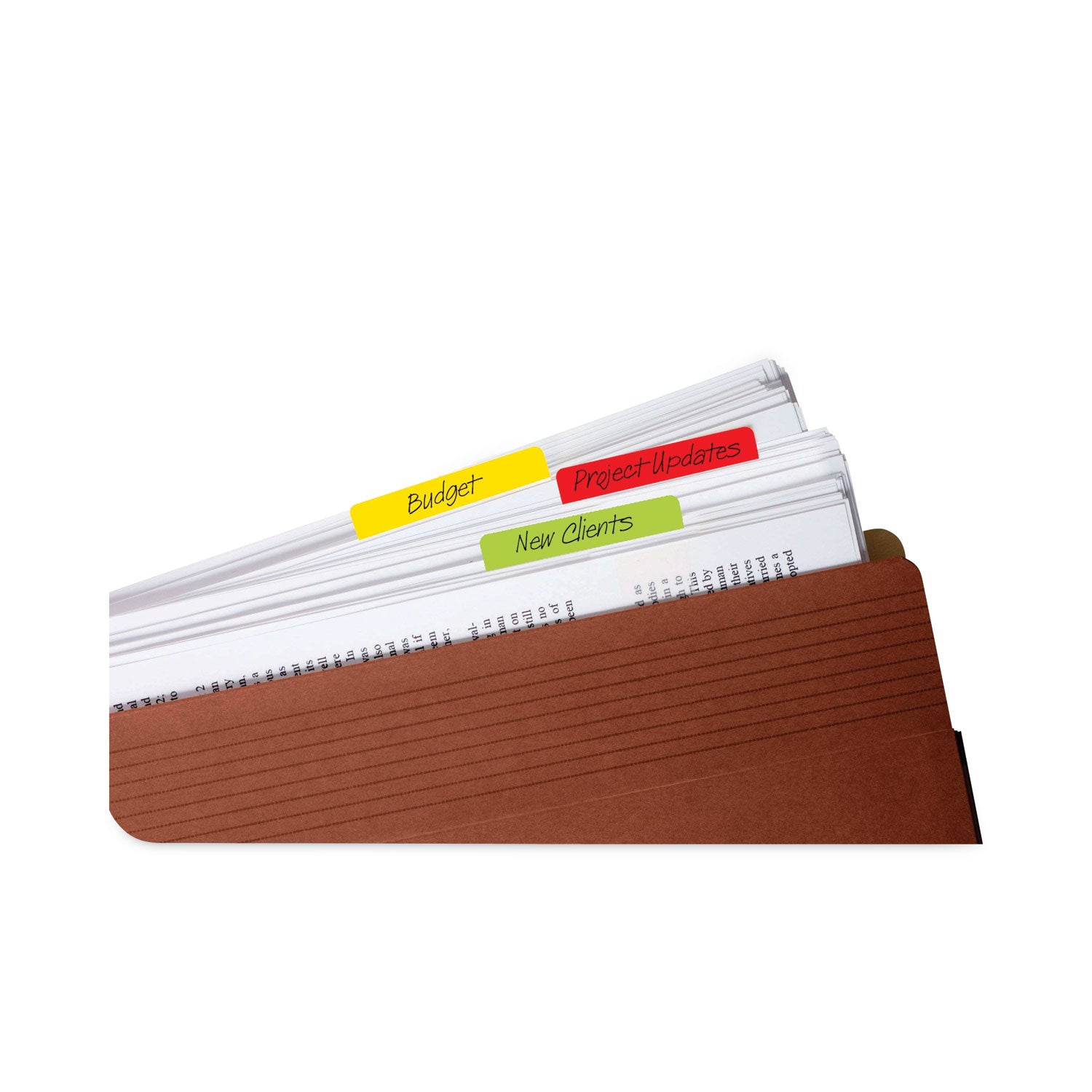 2" Plain Solid Color Angled Tabs, 1/5-Cut, Assorted Colors, 2" Wide, 24/Pack - 