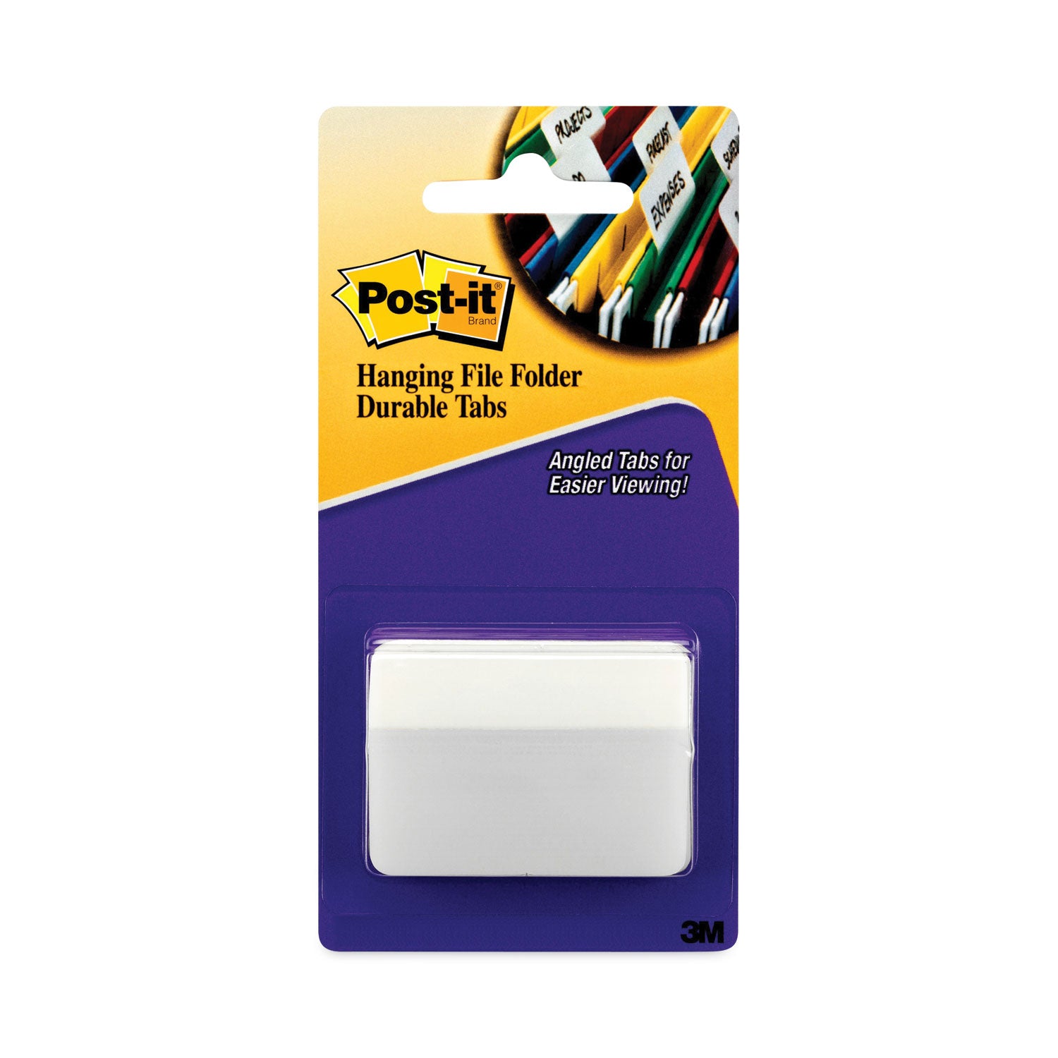 Angled Color Bar Tabs, 1/5-Cut, White, 2" Wide, 50/Pack - 