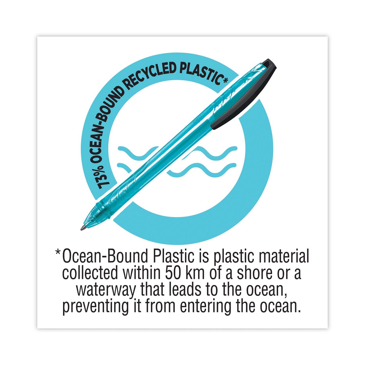 ReVolution Ocean Bound Ballpoint Pen, Retractable, Medium 1 mm, Blue Ink, Translucent Blue Barrel, Dozen