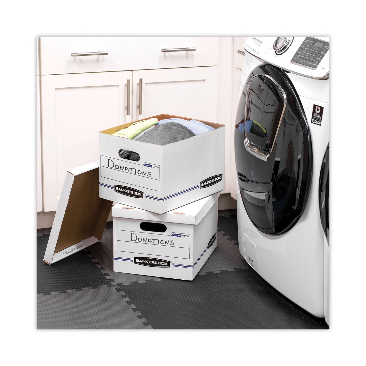 STOR/FILE Storage Box, Letter/Legal Files, 12.5" x 16.25" x 10.5", White, 6/Pack - 