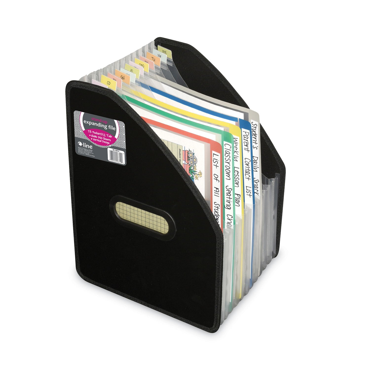 Vertical Expanding File, 10" Expansion, 13 Sections, 1/12-Cut Tabs, Letter Size, Black - 