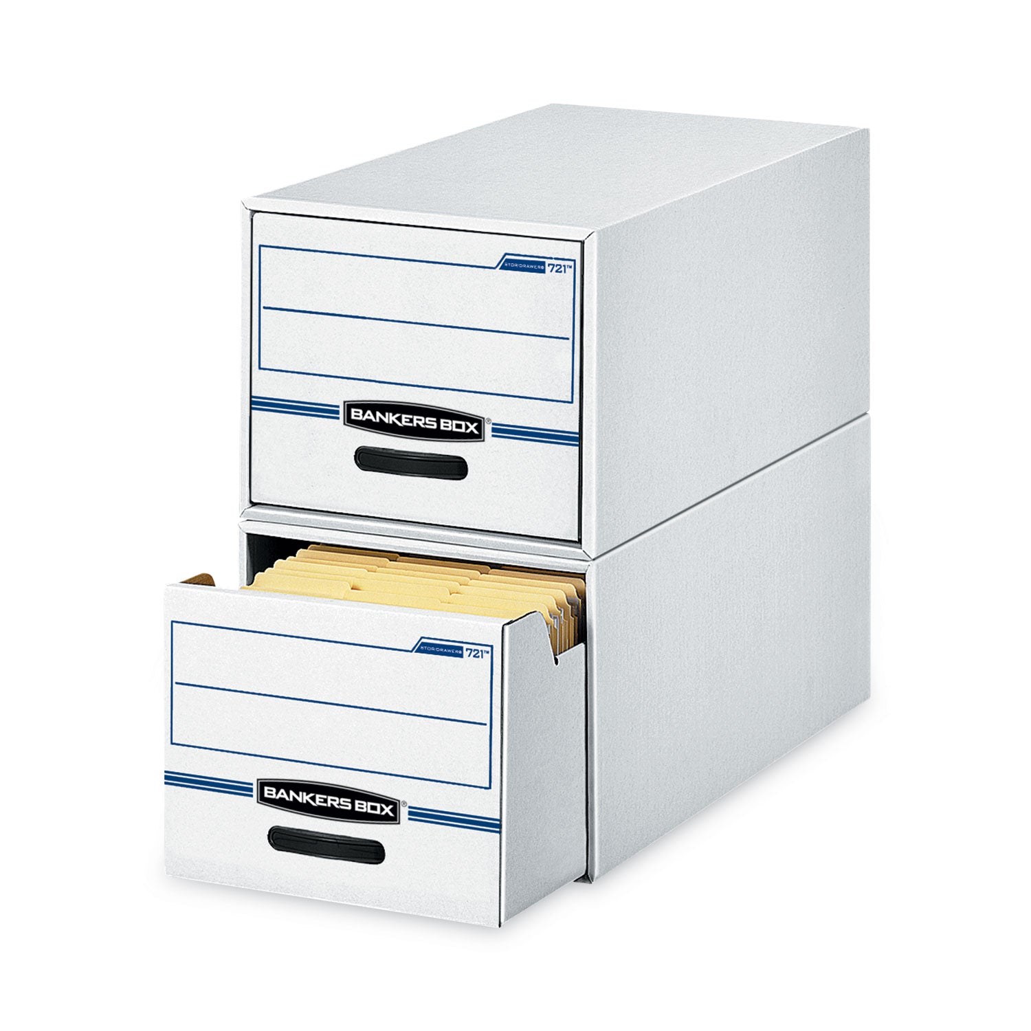 STOR/DRAWER Basic Space-Savings Storage Drawers, Letter Files, 14" x 25.5" x 11.5", White/Blue, 6/Carton - 