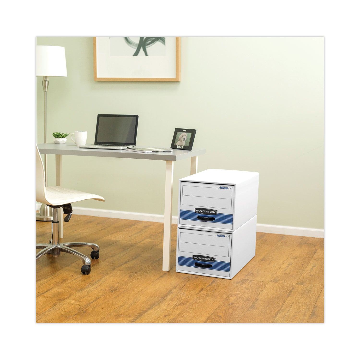 STOR/DRAWER Basic Space-Savings Storage Drawers, Letter Files, 14" x 25.5" x 11.5", White/Blue, 6/Carton - 