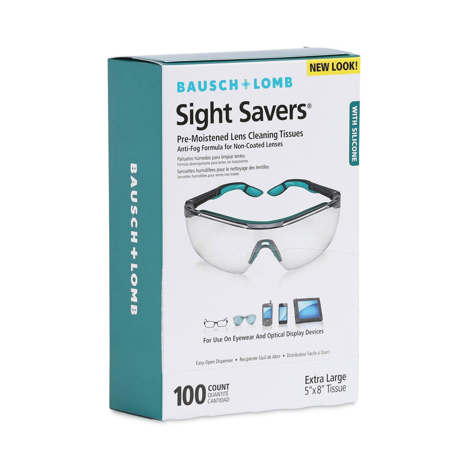 Sight Savers Pre-Moistened Anti-Fog Tissues with Silicone, 8 x 5, 100/Box - 