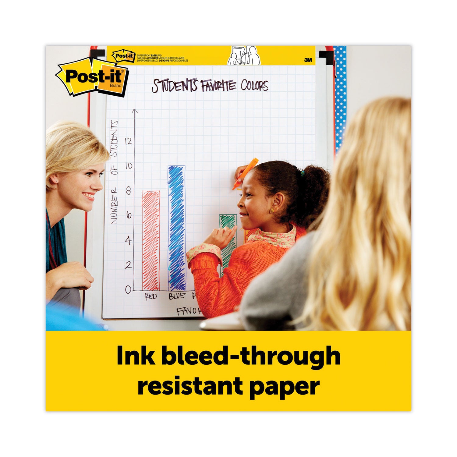 Self-Stick Tabletop Easel Pad with Command Strips, Presentation Format (1.5" Rule), 20 x 23, White, 20 Sheets